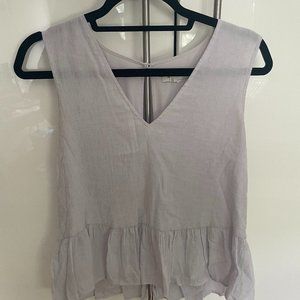 Club Monaco Size Small Peplum Blue and White Striped Flowy Top